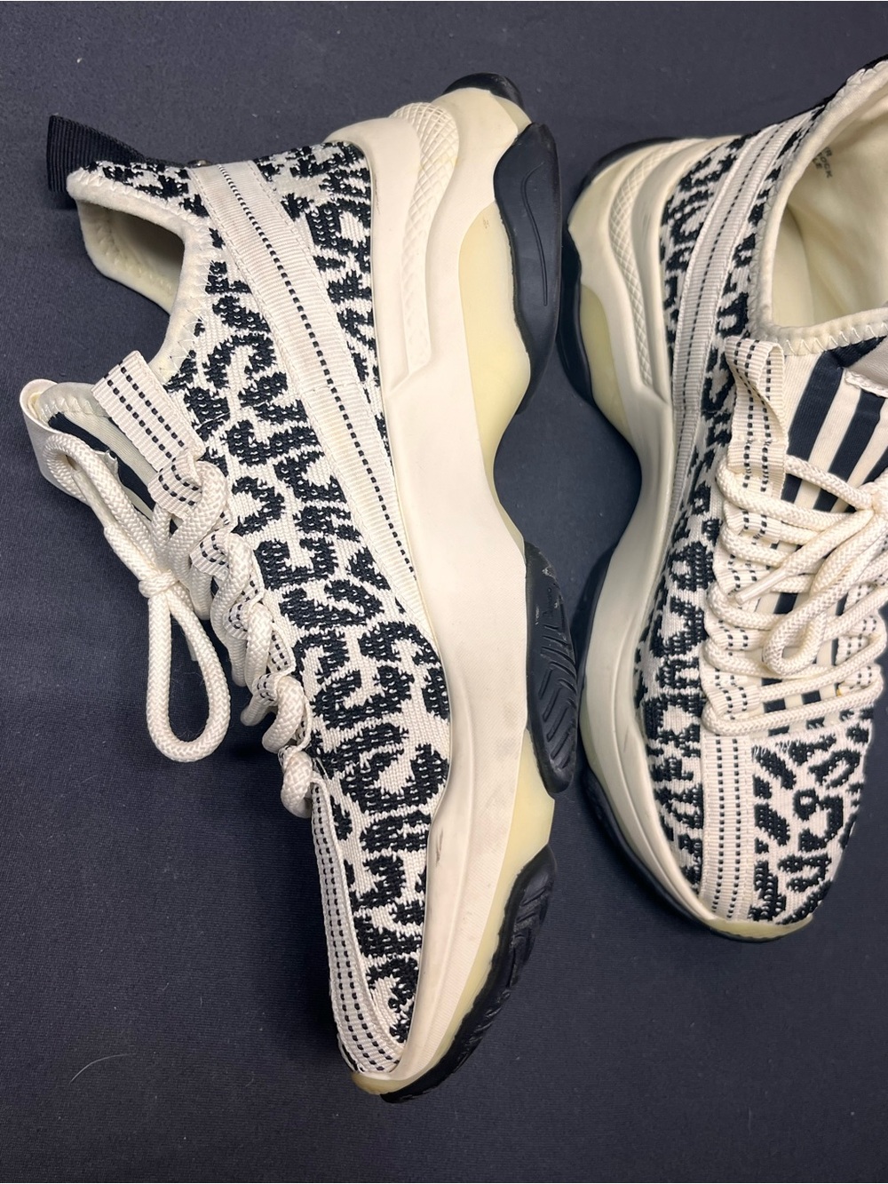 Women's Cream and Black leopard print Sneaker - Picture 2 of 9
